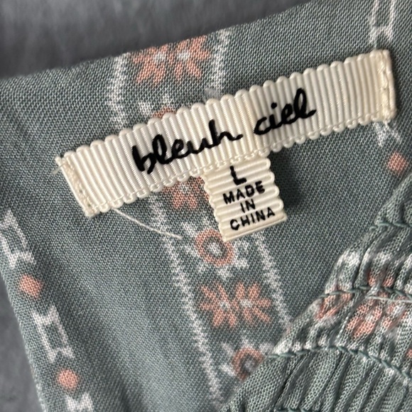 Bleuh Ciel | Smocked Floral Racerback Midi Dress | Size L - Picture 9 of 13